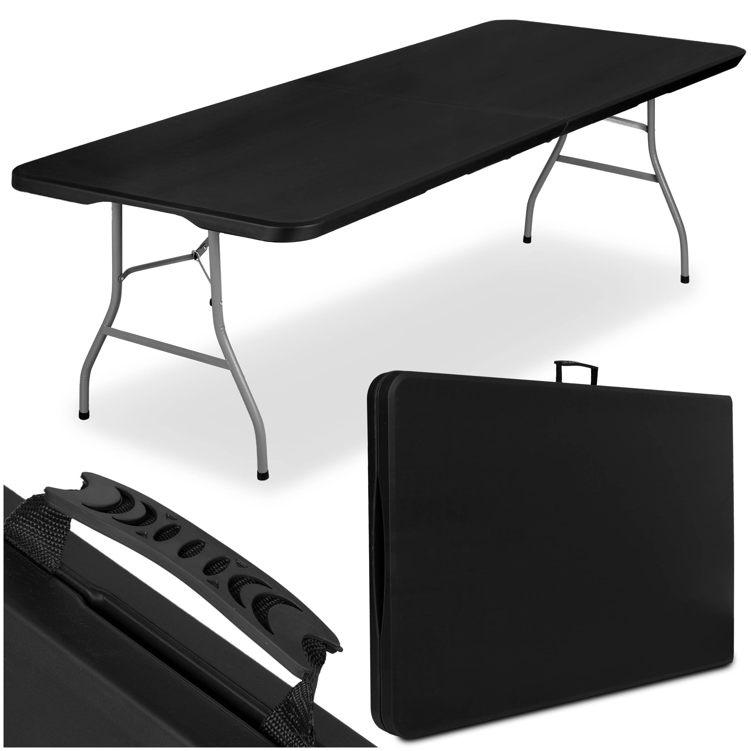 IMPRO sulankstomas maitinimo stalas dėkle 240 cm, juodas