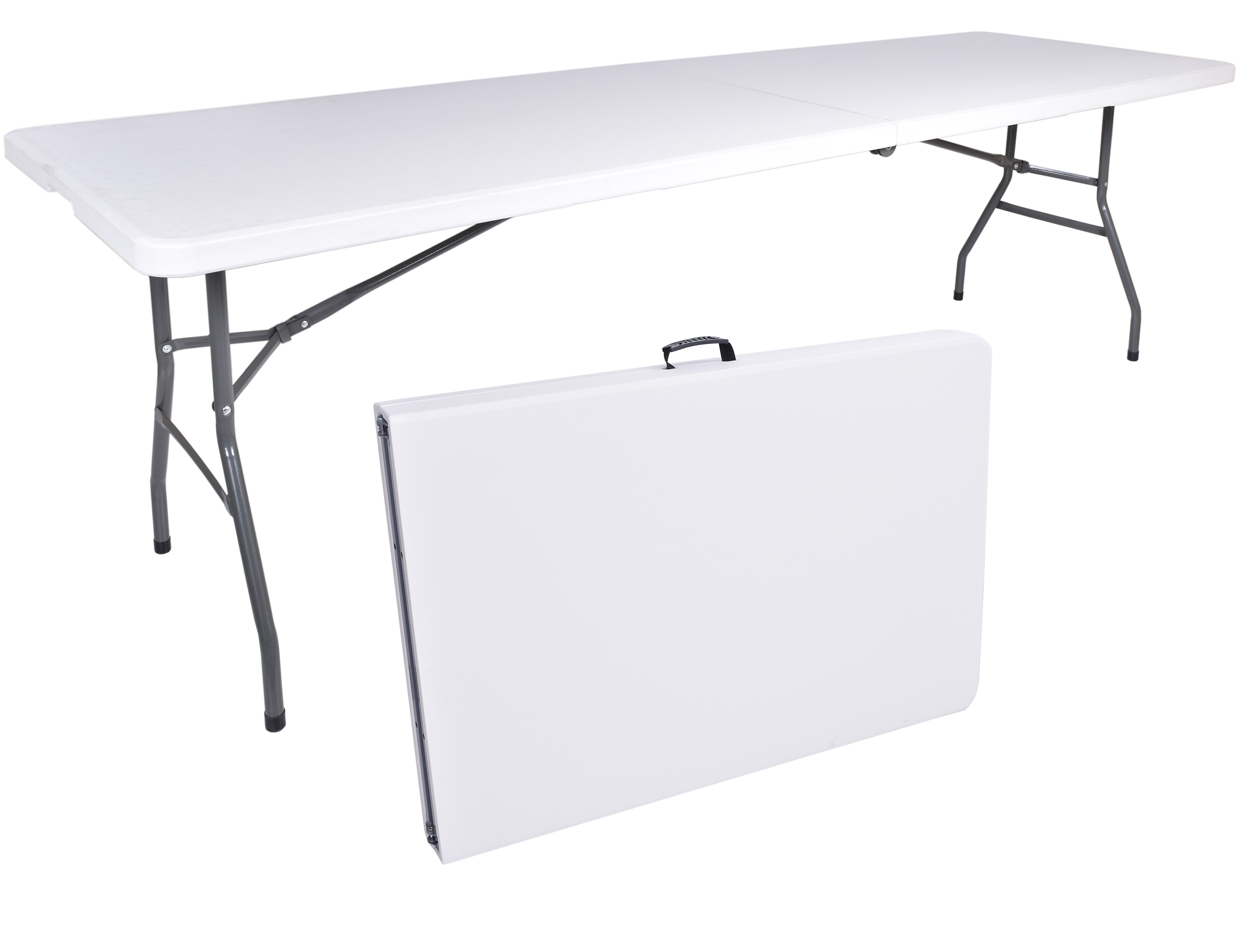 IMPRO sulankstomas maitinimo stalas dėkle 240 cm, baltas