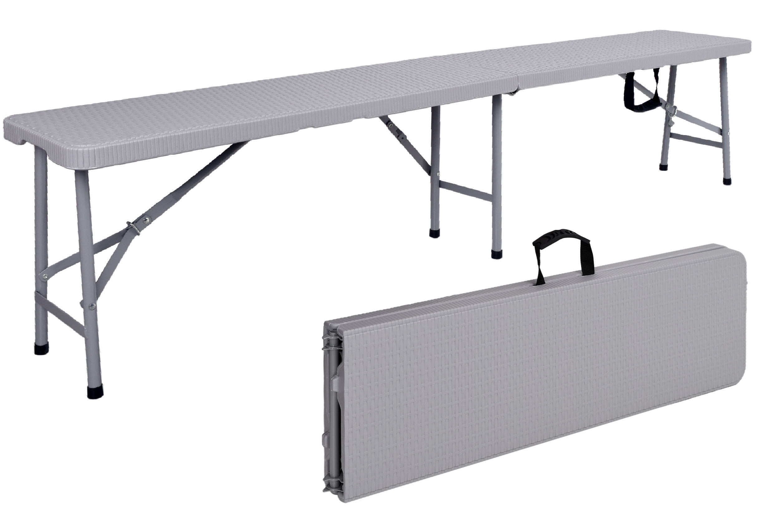 Į dėklą sulankstomas maitinimo suolas 180 cm RATTAN pilkos spalvos