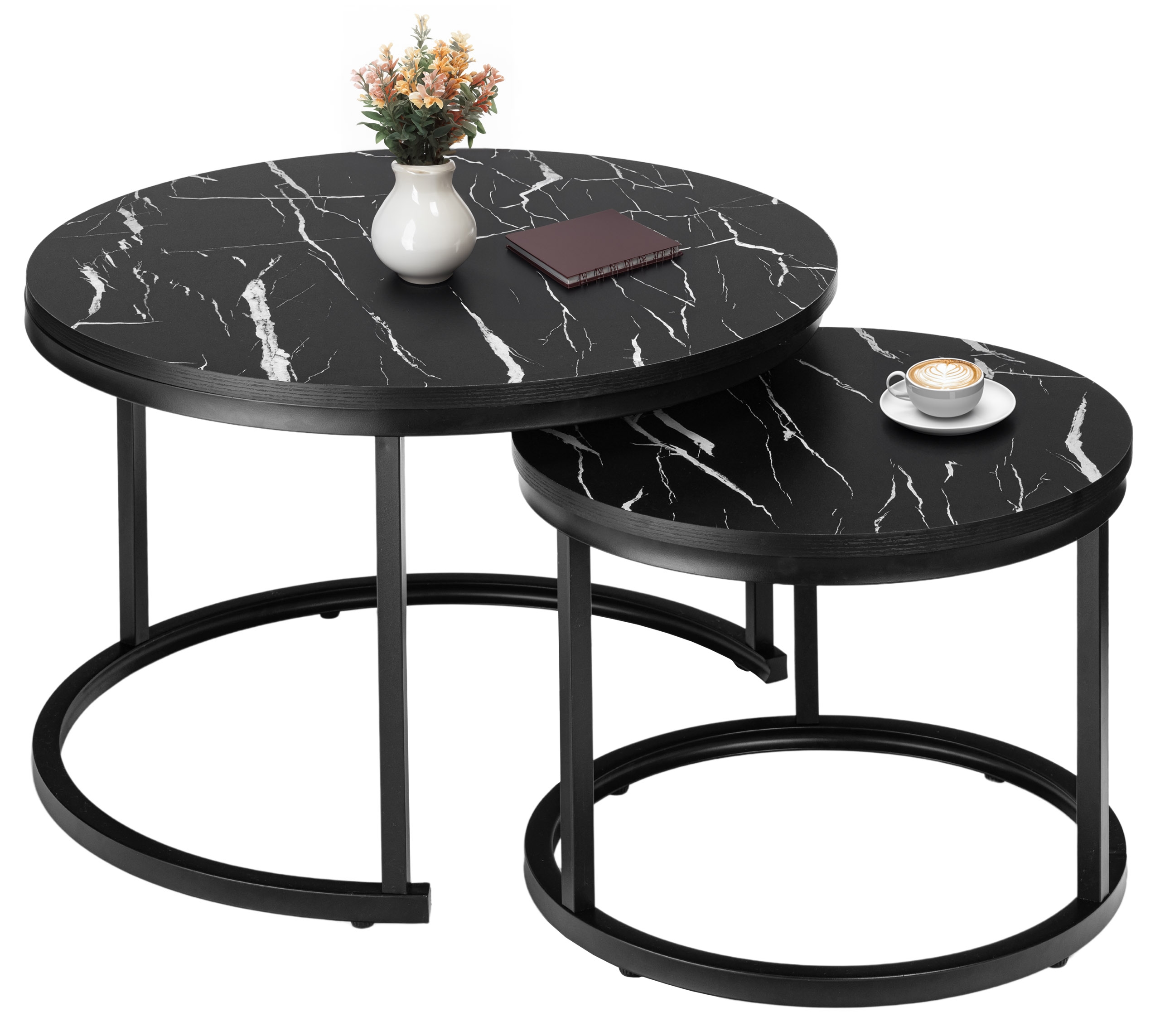 Dviejų  staliukų rinkinys "Galen Black Marble
