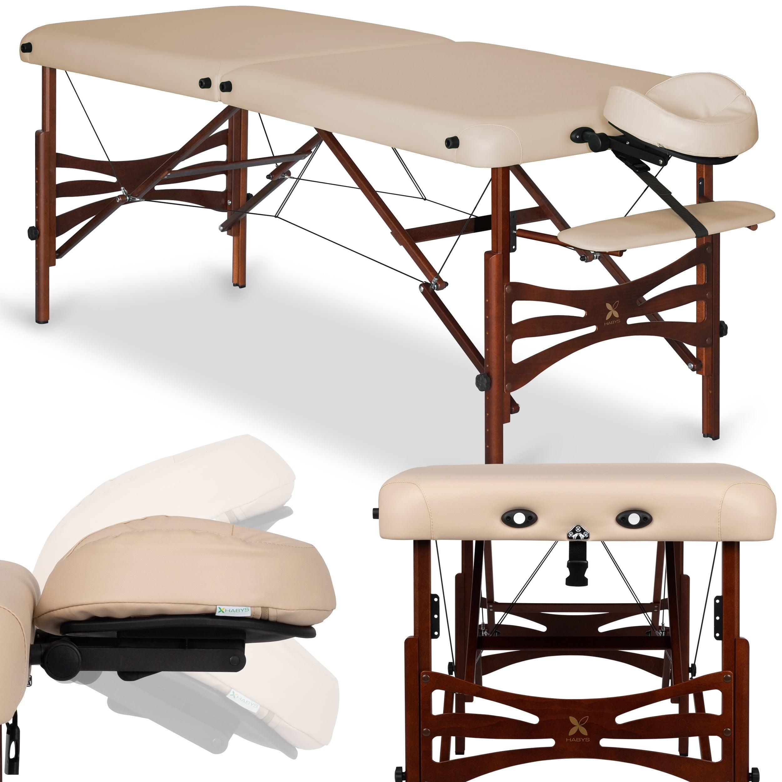 Masažo stalas PANDA DARK WOOD 70 cm Vinyl Flex K033, smėlio spalvos
