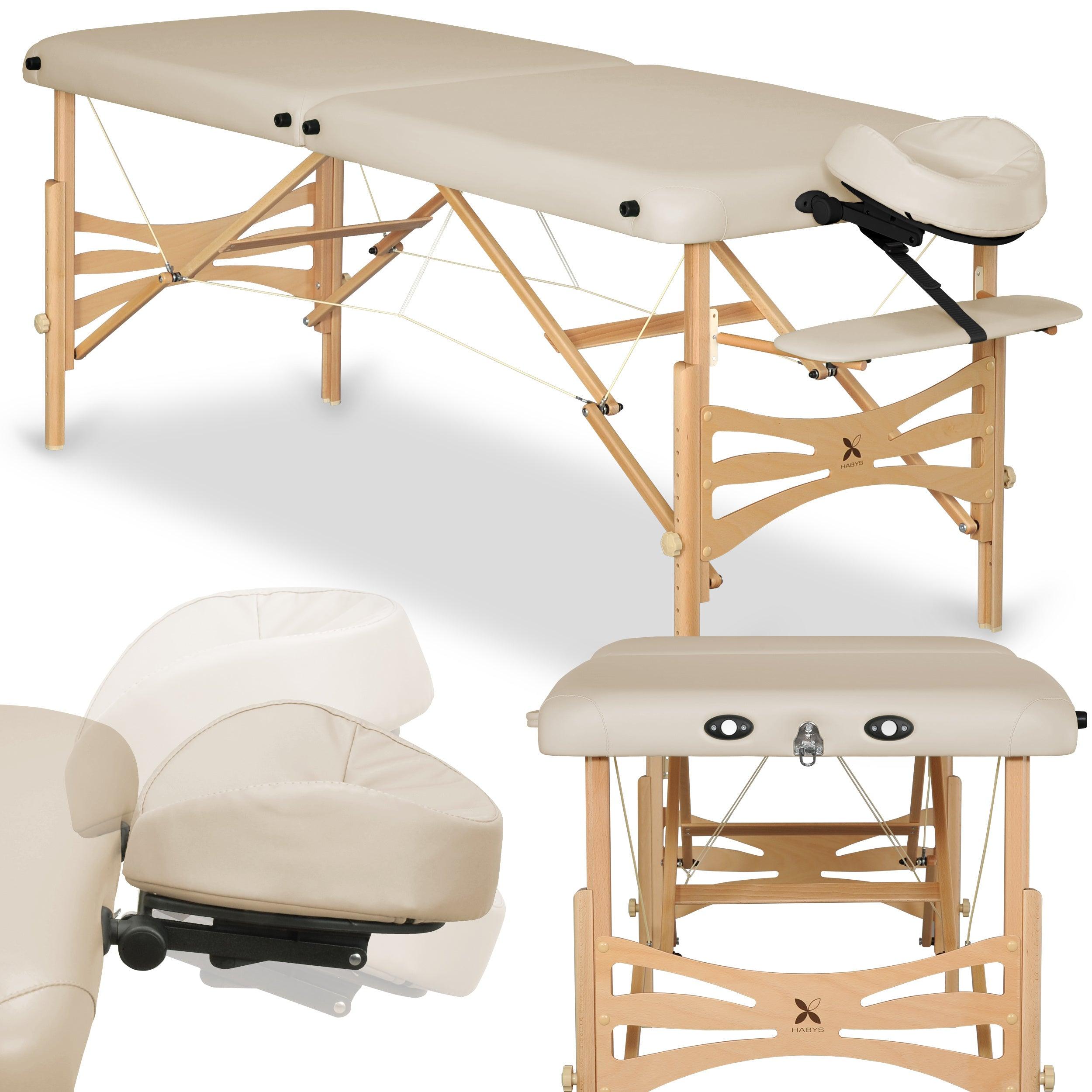 Masažo stalas PANDA LIGHT WOOD 70 cm VINYL FLEX K033, smėlio spalvos