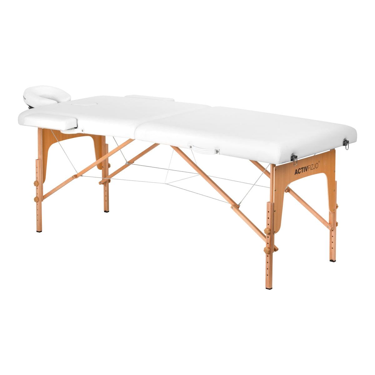 Sulankstomas masažo stalas COMFORT WOOD FIZJO LUX 2 sekcijų, baltas