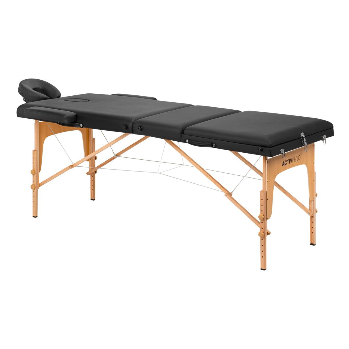 Sulankstomas masažo stalas COMFORT WOOD FIZJO LUX 3 sekcijų, juodas
