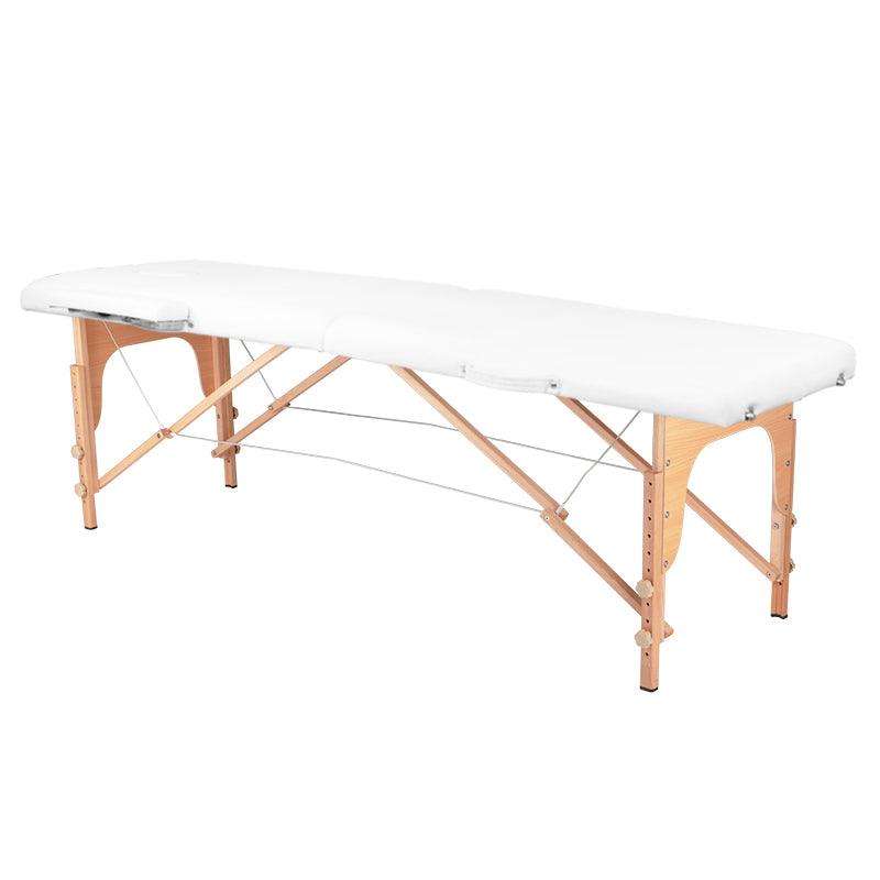 Sulankstomas masažo stalas Fizjo 2 WOODEN, baltos spalvos