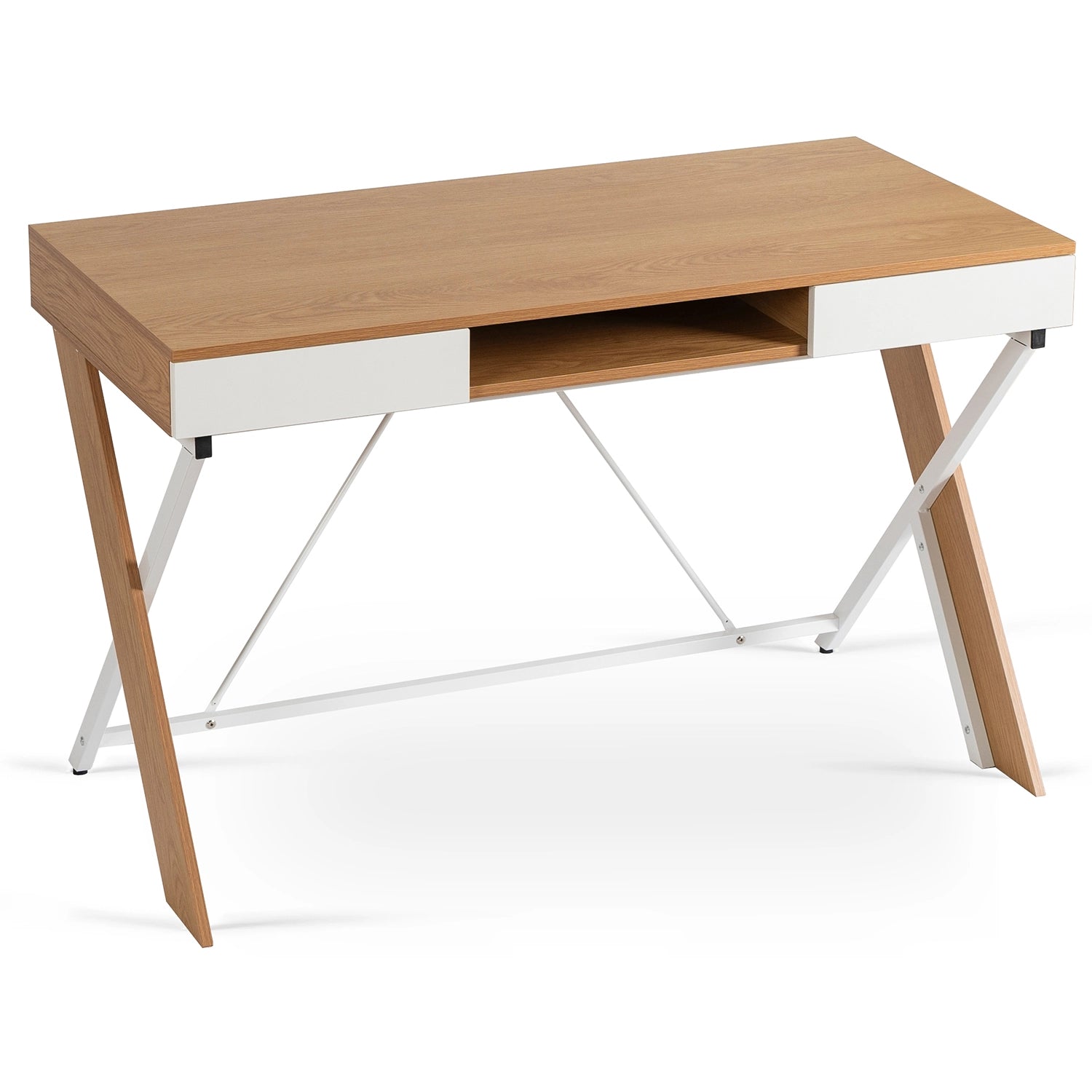 Rašomasis stalas REA 120cm, auksinis ąžuolas/baltas