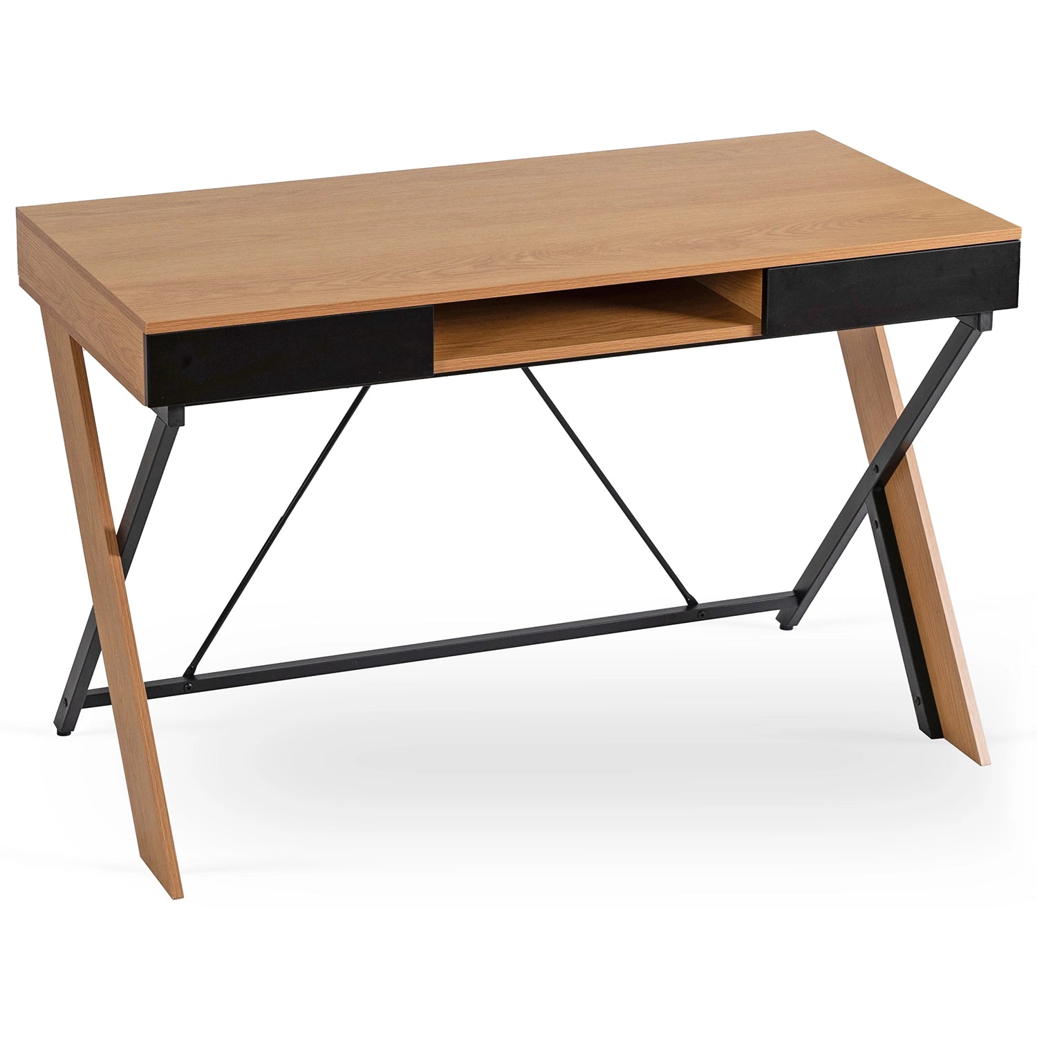 Rašomasis stalas REA 120cm, auksinis ąžuolas/juodas