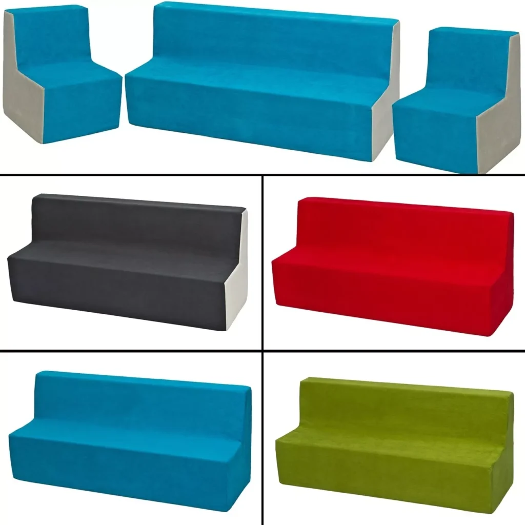 Minkštų putų baldų komplektas: 2x kėdė ir sofa vaikams, vaikams, patogu, atsipalaiduoti, žaisti