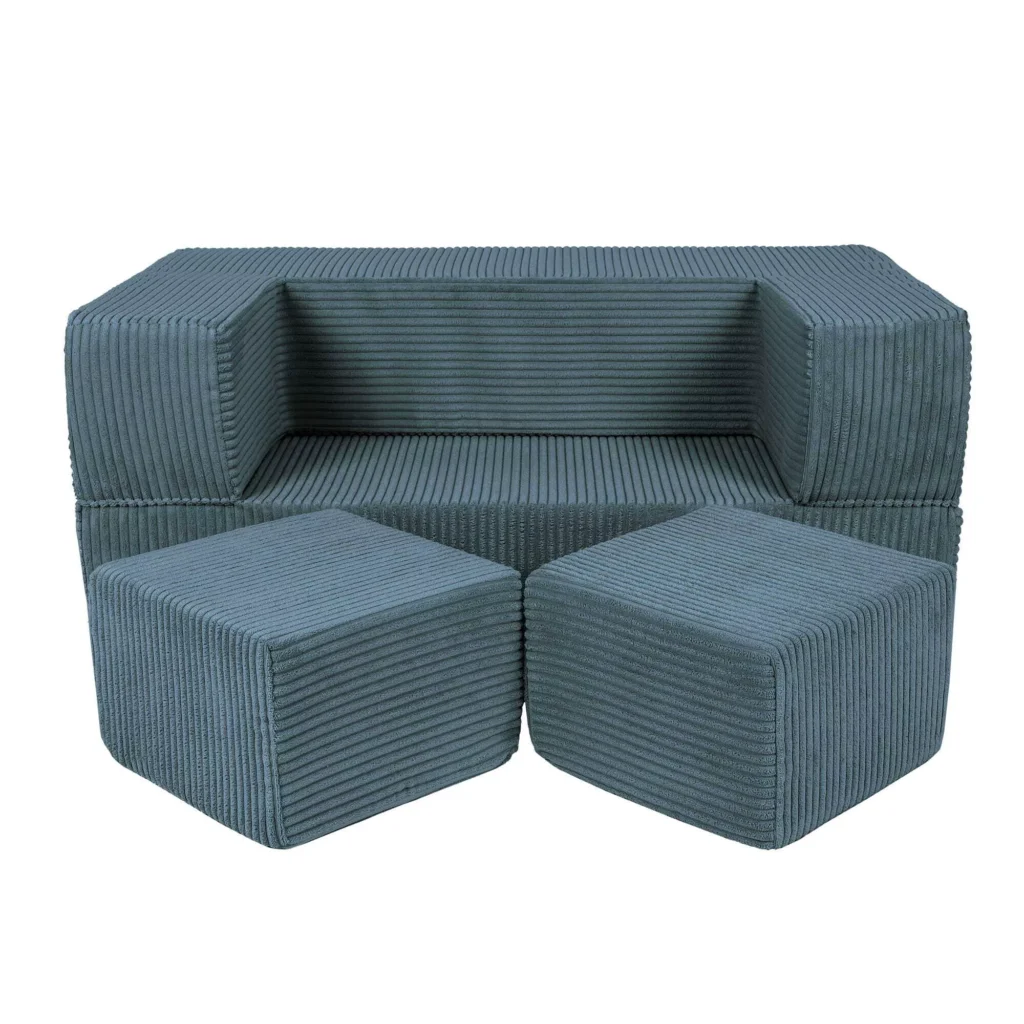 Estetiška kubo formos sofa turkio spalvos