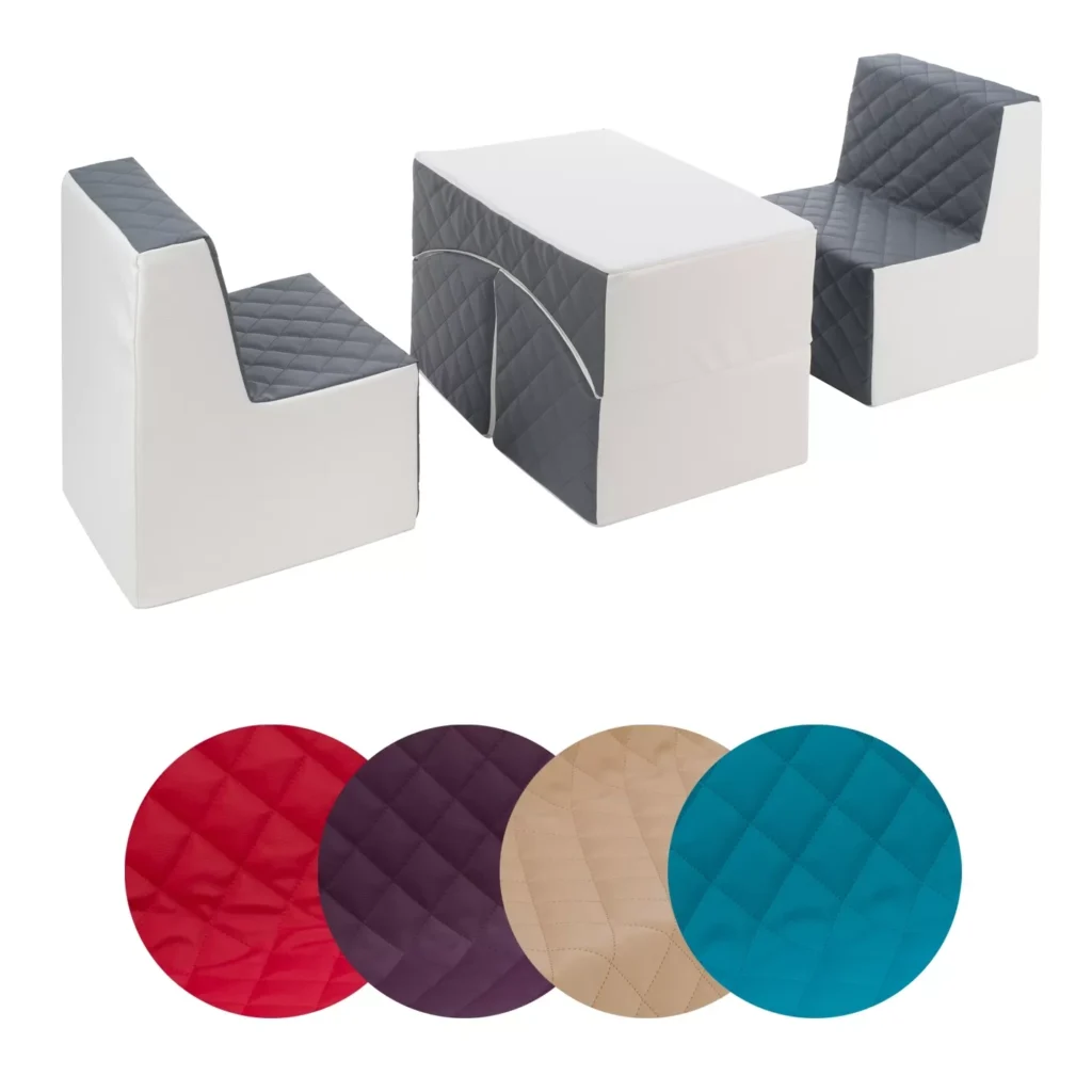 Vaikiškų baldų komplektas: 2 x kėdė ir sofa vaikams, eko oda