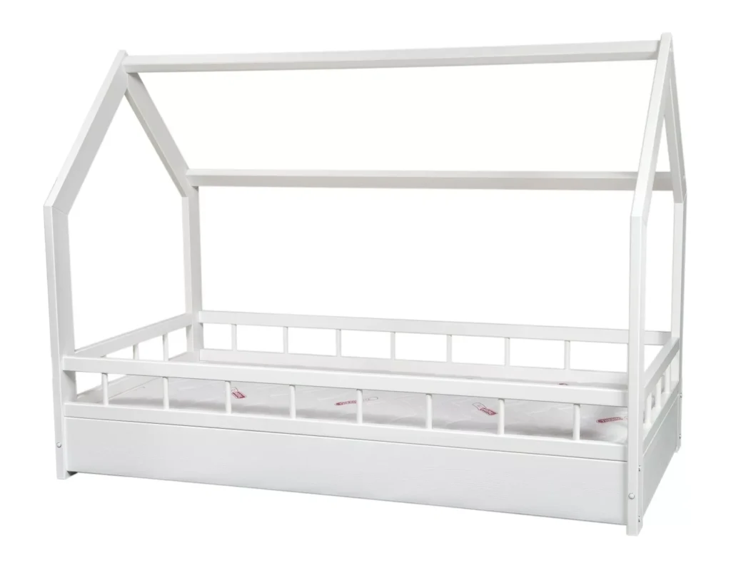 Skandinaviško stiliaus vaikiška lova ir STANDARD čiužinys, 160x80 ir barjerai