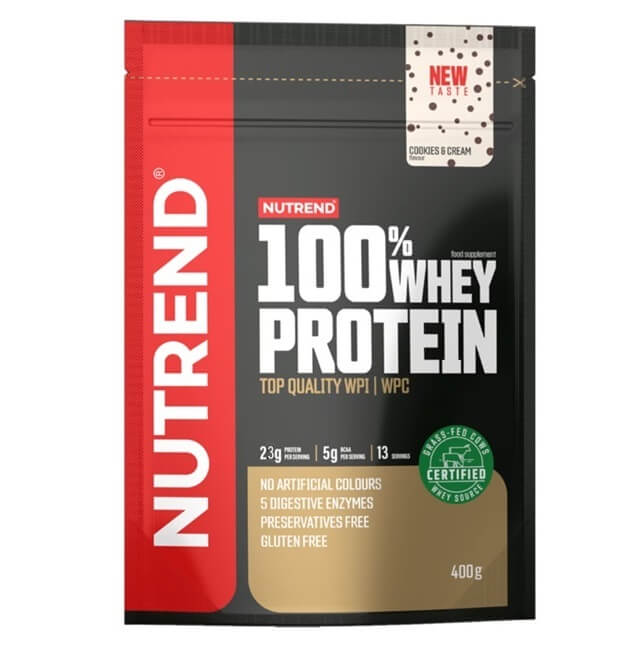 NUTREND 100% Whey Protein - 400g Baltas šokoladas/kokosas