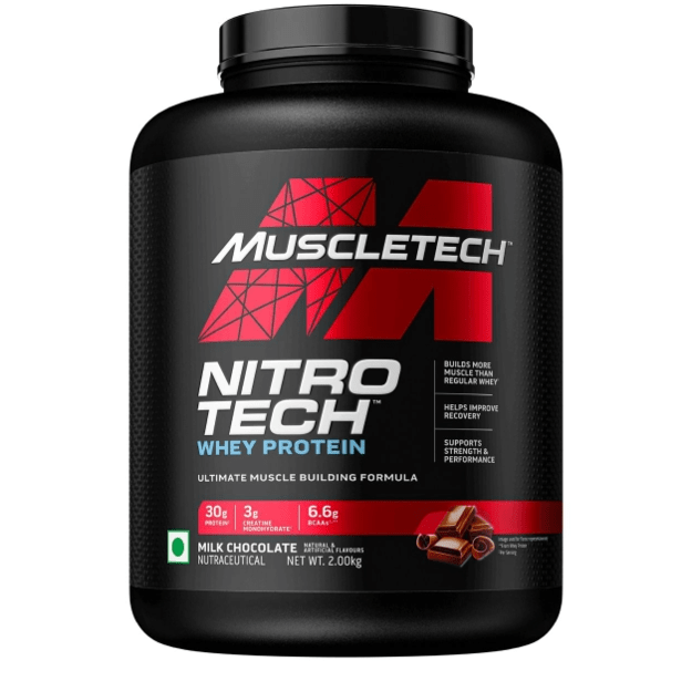 MuscleTech Nitro-Tech Performance Series, liesos masės didintojas-izoliatas, 1.8 kg - Braškių