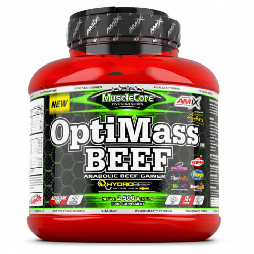 AMIX MuscleCore DW OptiMass Beef - 2500g Baltas šokoladas