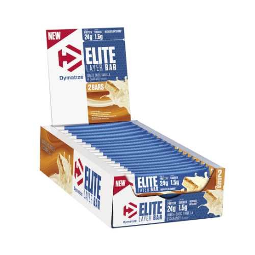 Dymatize Elite Layer batonėliai, 18 batonėlių, 2x30 g - Šokolado su riešutų sviestu ir karamele