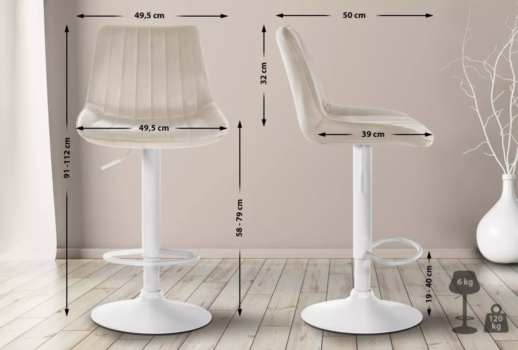 2 baro kėdžių rinkinys "Toni velvet white