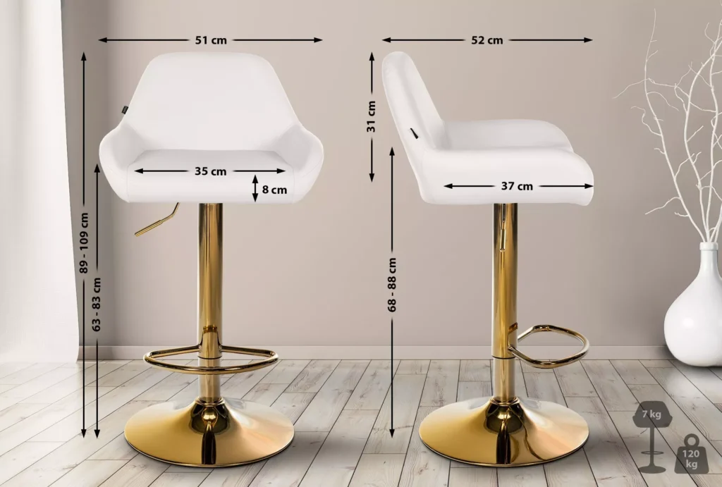 2 baro kėdžių rinkinys "Braga Gold", imituojanti odą