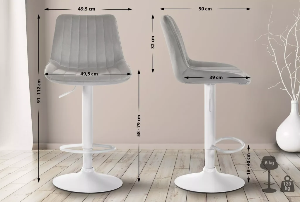 2 baro kėdžių rinkinys "Toni velvet white