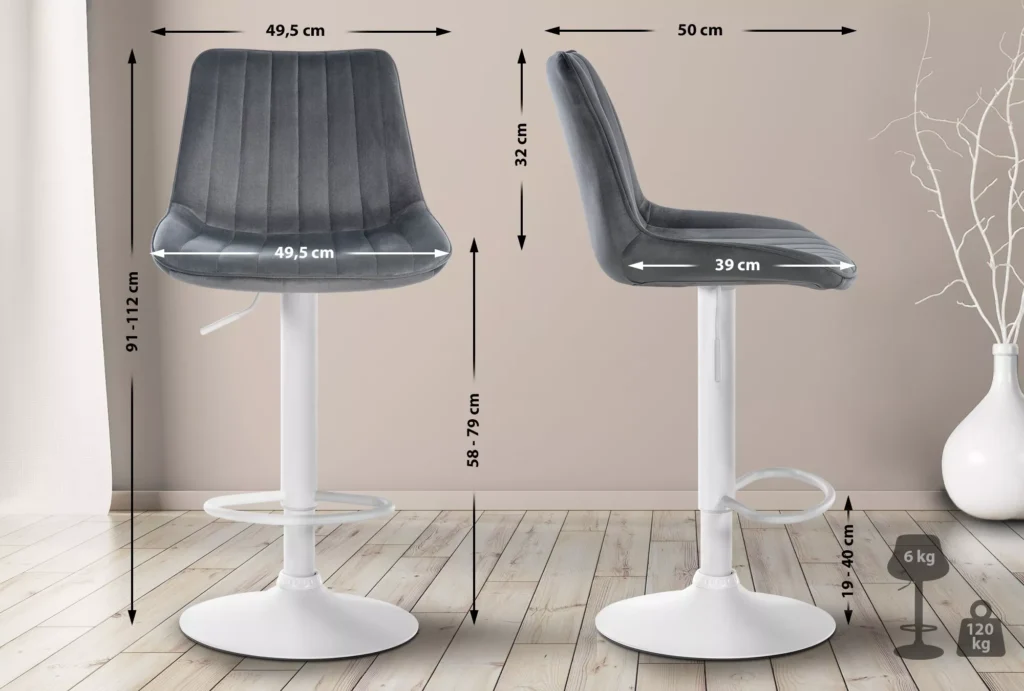 2 baro kėdžių rinkinys "Toni velvet white