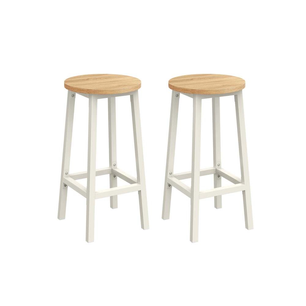 Apskritos pusbario kėdės 65 cm | 2 vnt. kompl. | Balta