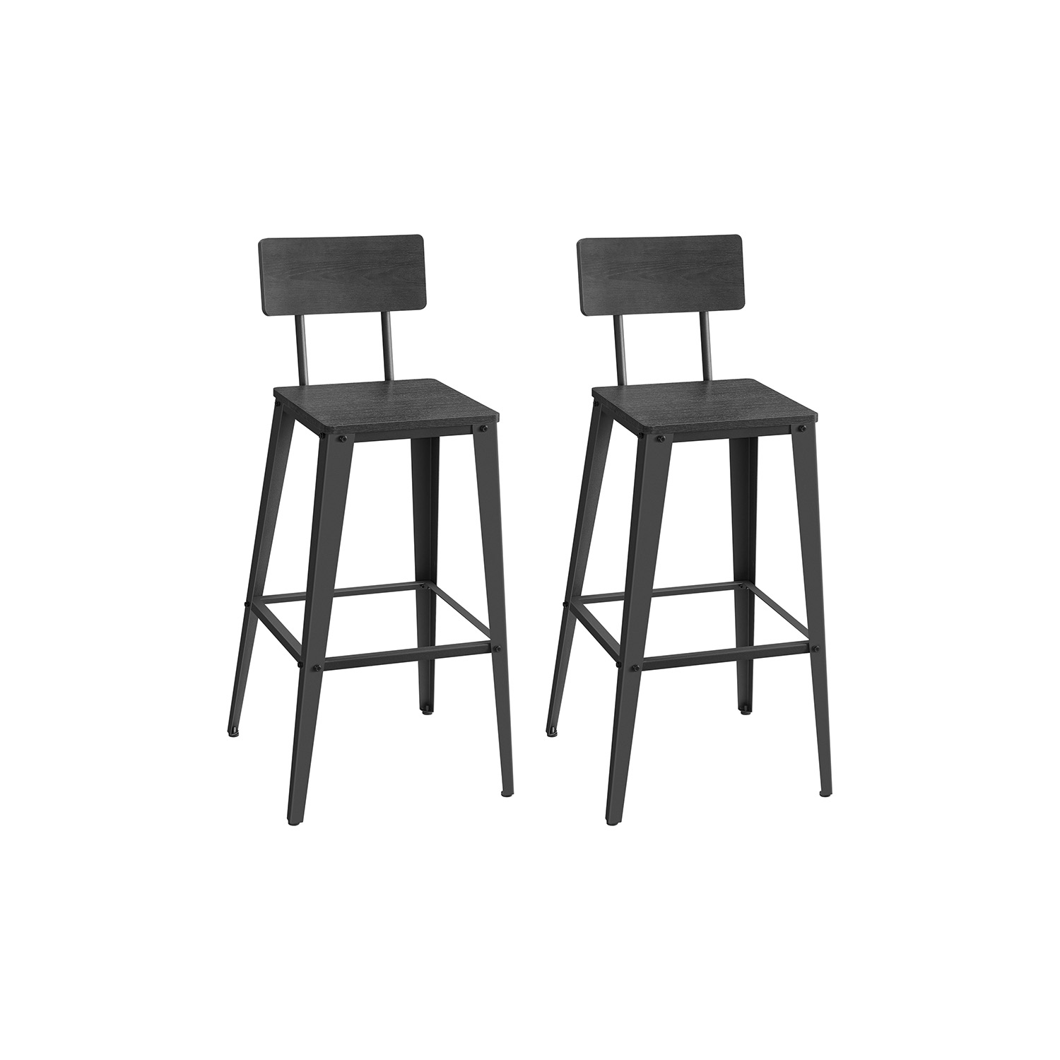 Industrinio stiliau baro kėdės | 2 vnt. kompl. | 45,4 x 45,4 x 102,2 cm | Juoda