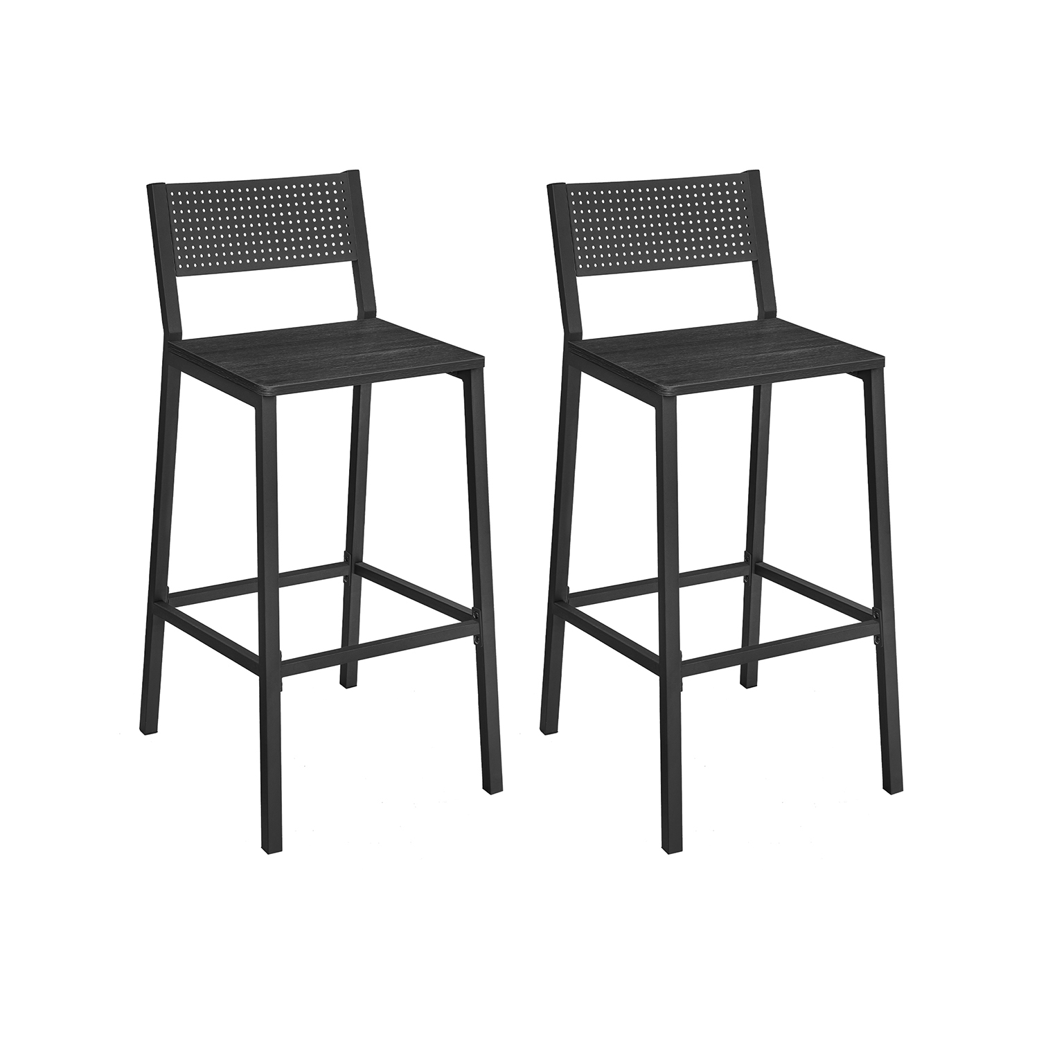 Industrinio stiliaus baro kėdžių komplektas 72,5 cm | 2 vnt. kompl. | Juoda