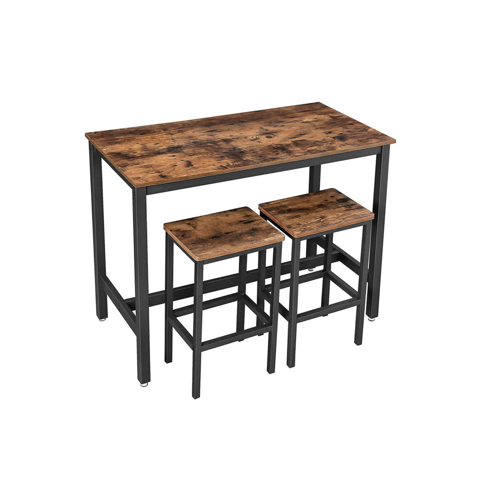 Pusbario komplektas | Pusbario stalas | 2 pusbario kėdės | Rustic ruda