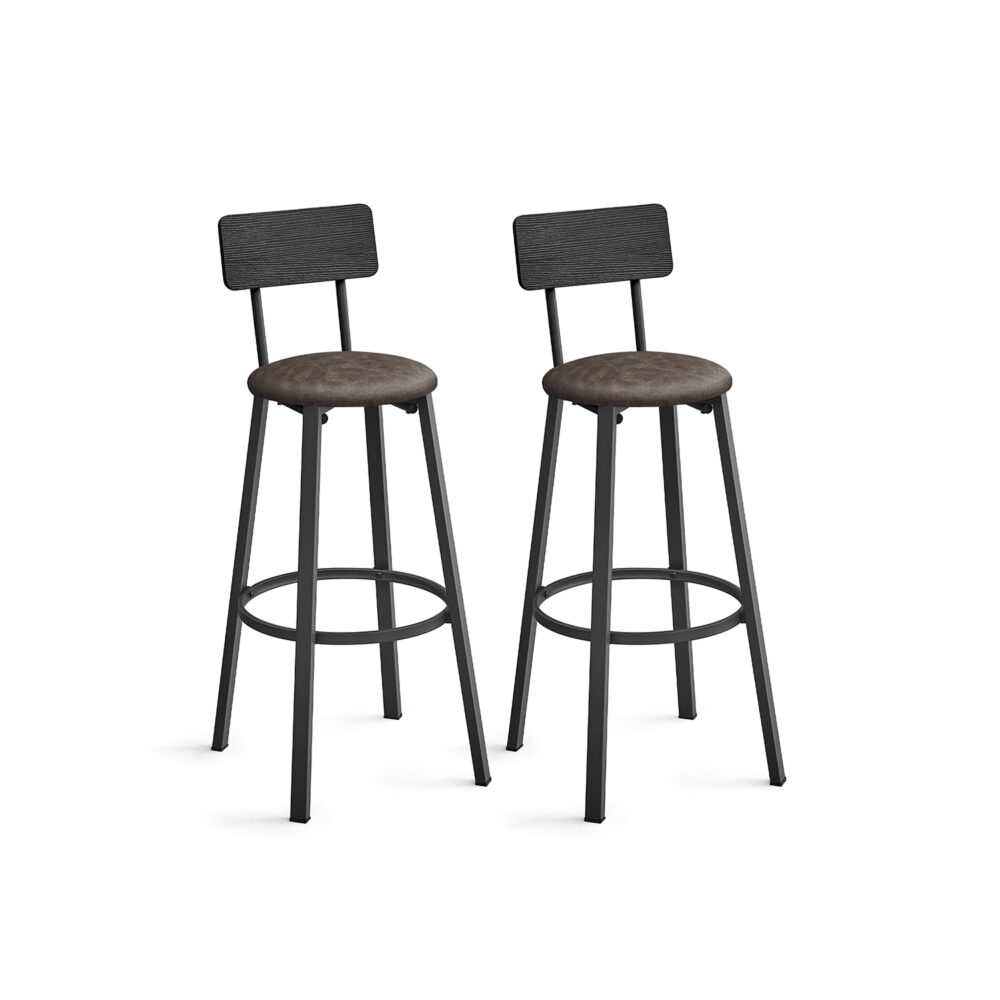 Industrinio stiliau Baro kėdės 75,5 cm | 2 vnt. kompl. | Juoda