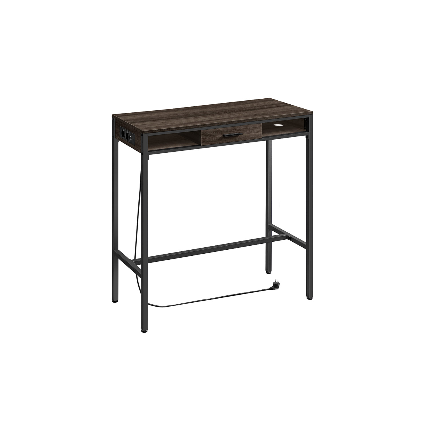 Baro stalas su įkrovimo stotele | USB ir el. lizdai | 40 x 99,8 x 104,6 cm | Ruda
