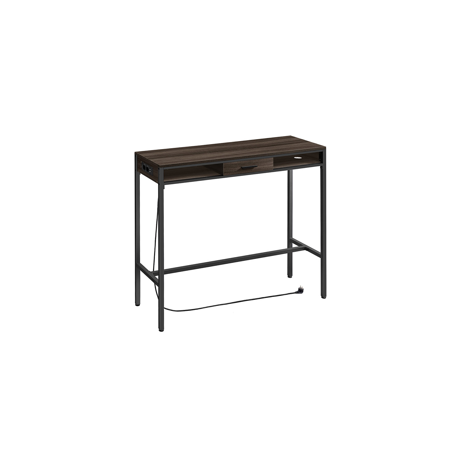 Baro stalas su stalčiumi | USB, el. lizdai | 40 x 120 x 104,6 cm | Ruda