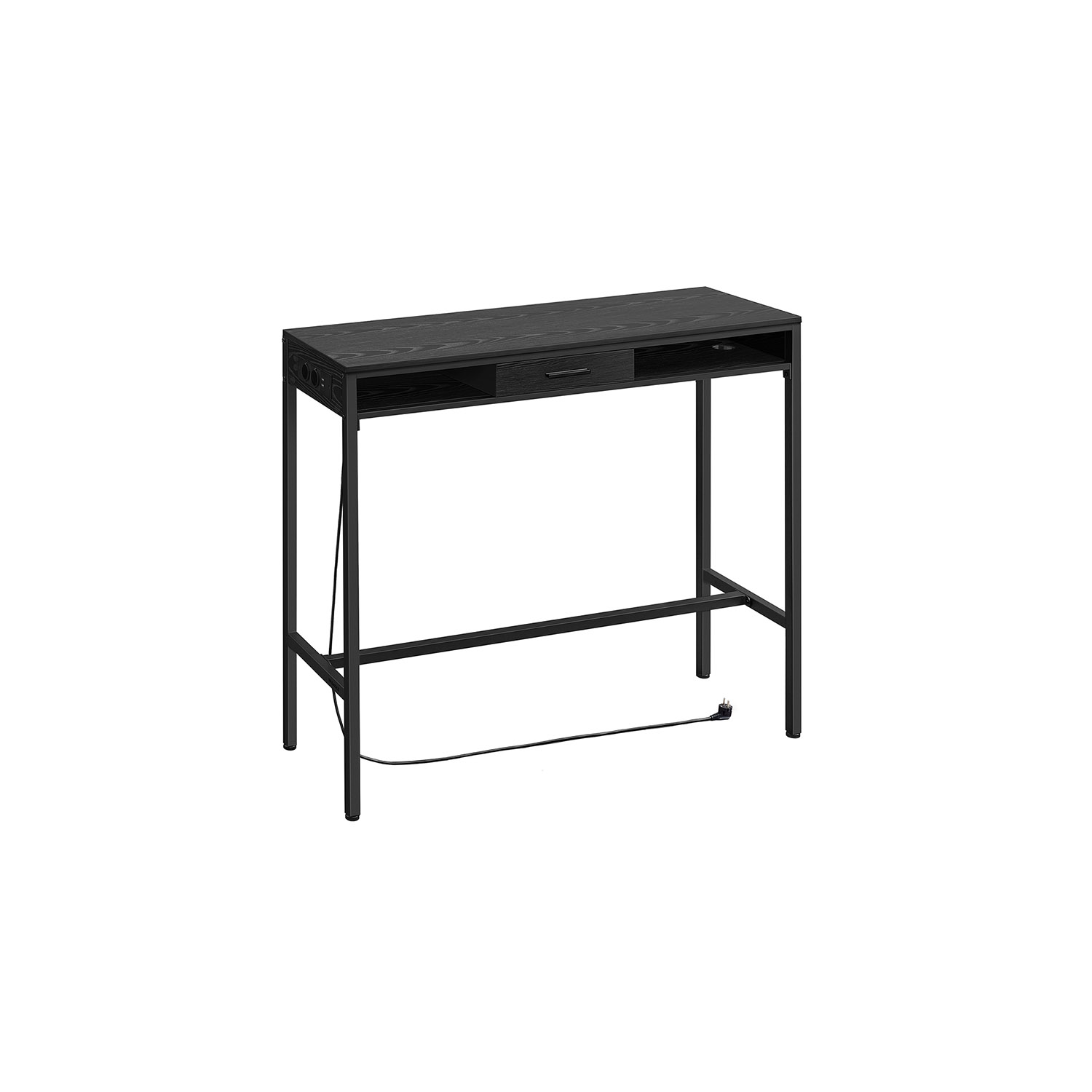 Baro stalas su stalčiumi | USB, el. lizdai | 40 x 120 x 104,6 cm | Juoda
