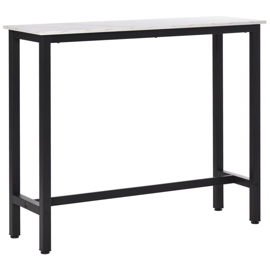 Baro stalas su marmuro išvaizda, reguliuojamomis kojomis, plienas 120 x 40 x 100 cm Balta su juoda