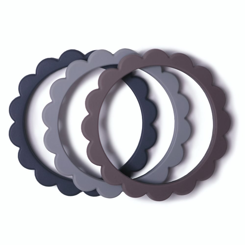 Kramtukai Mushie Flower Bracelet Dove Gray/Steel/Stone, 3vnt.