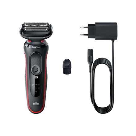 Braun | Shaver | 51-R1000s | Operating time (max) 50 min | Wet & Dry | Black/Red|51-R1000s