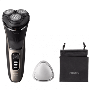 Barzdaskutė Philips Shaver 3000 Series, šlapias ir sausas skutimas, juoda/aukso Prekė – S3242/12