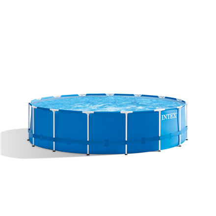 Intex Metal Fram Pool Set with Filter Pump, Safety Ladder, Ground Cloth, Cover Blue