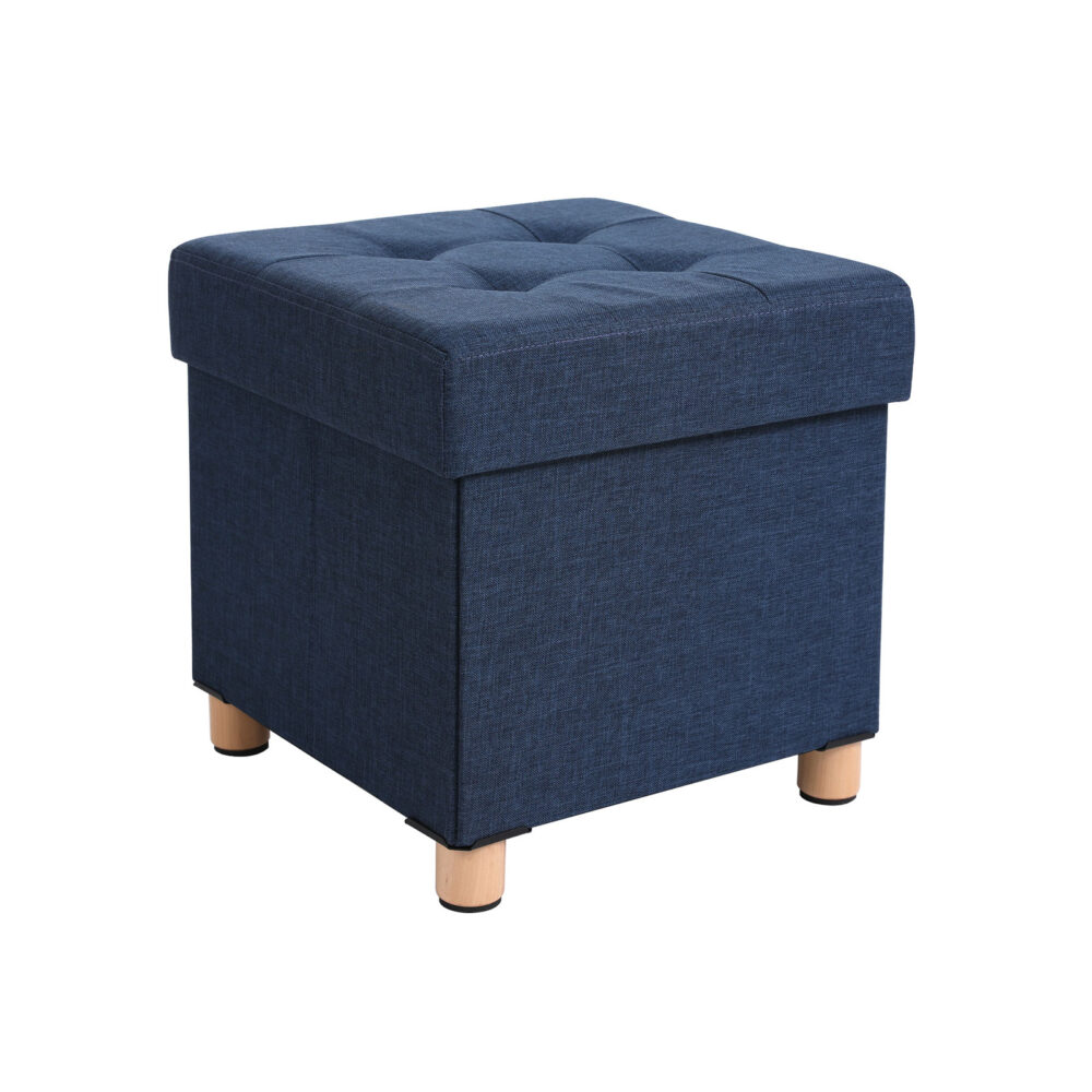 Tvirtas lengvas pufas ant kojelių | 300 kg | 40 x 38 x 38 cm | Mėlyna