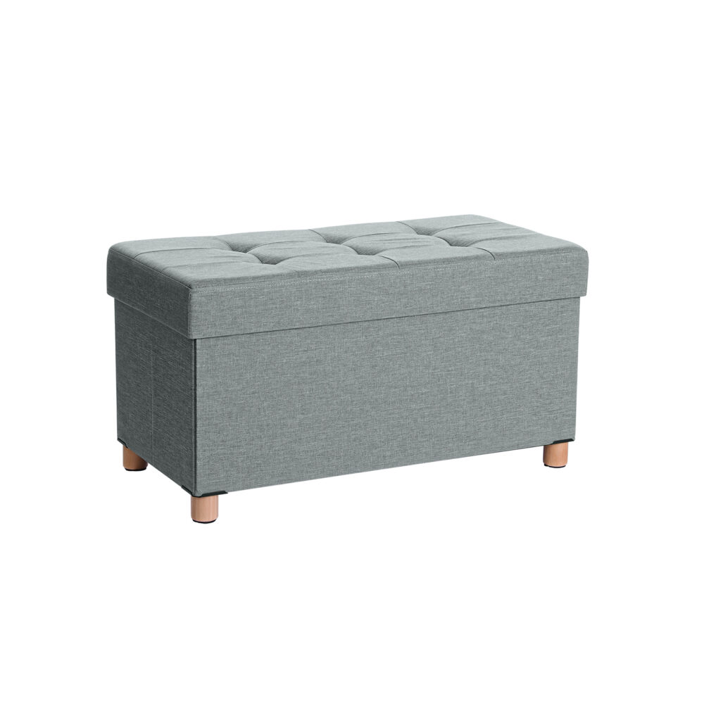 Tvirtas lengvas pufas ant kojelių | 300 kg | 76 x 40 x 38 cm | Pilka