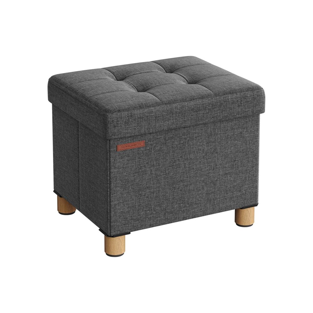 Tvirtas lengvas Minkštasuolis 32 x 40 x 33,5 cm su daiktadėže | Tamsiai pilka