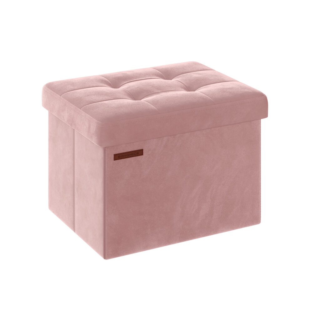 Tvirtas lengvas pufas su daiktadėže | 41 x 31 x 31 cm | 300 kg | Rožinė