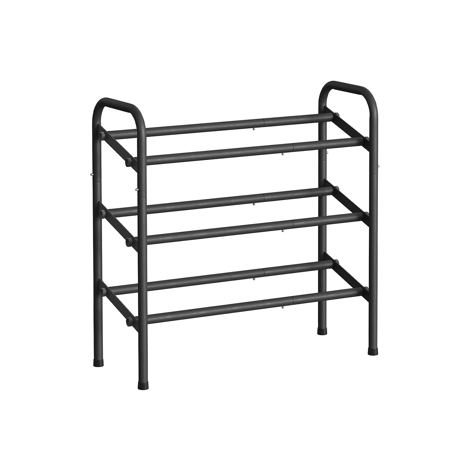 3 lygių metalinė batų lentyna | Juoda