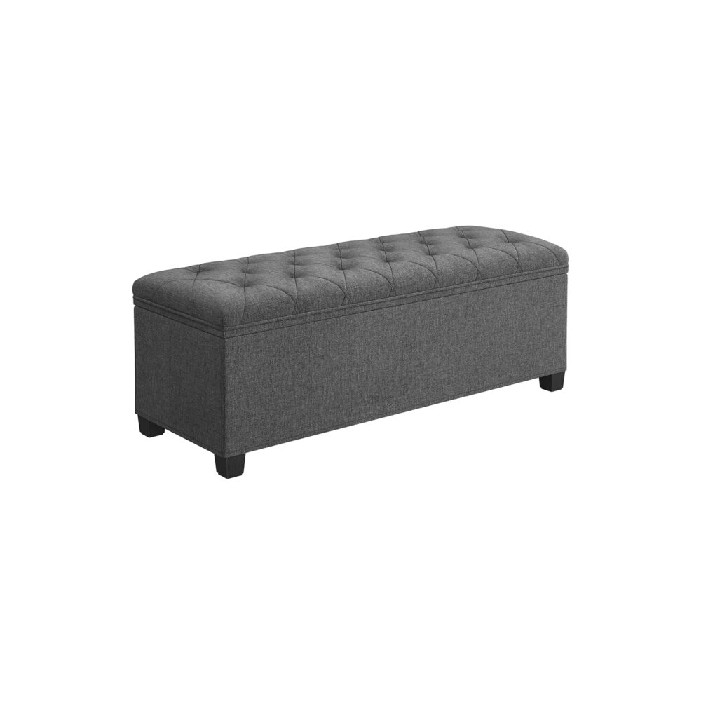 Tamsiai pilkas pufas ant kojelių | 300 kg | 110 x 40 x 40 cm | Tamsiai pilka
