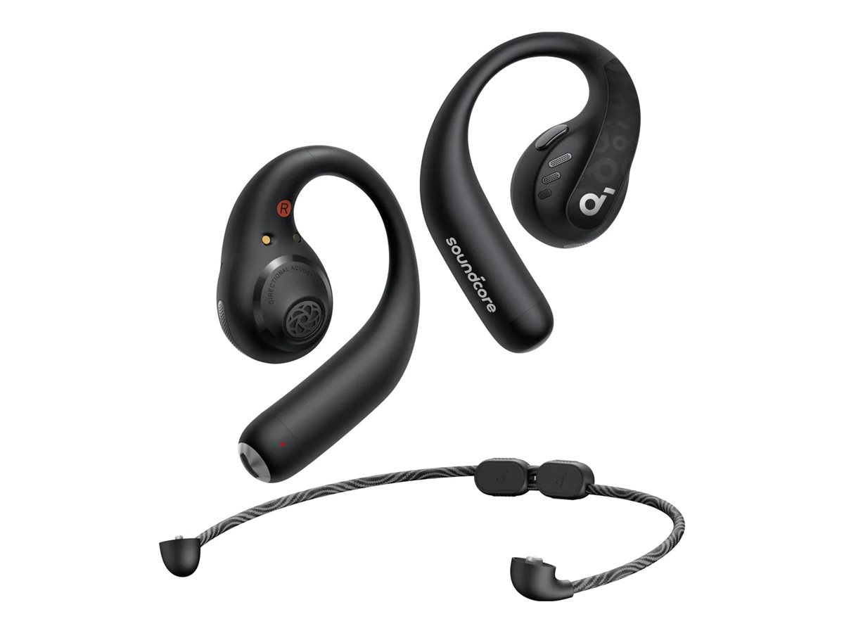 Anker Soundcore | Open-Ear Sport Headphones | AeroFit Pro | Bluetooth | Open-Ear | Microphone | Wireless | Midnight Black