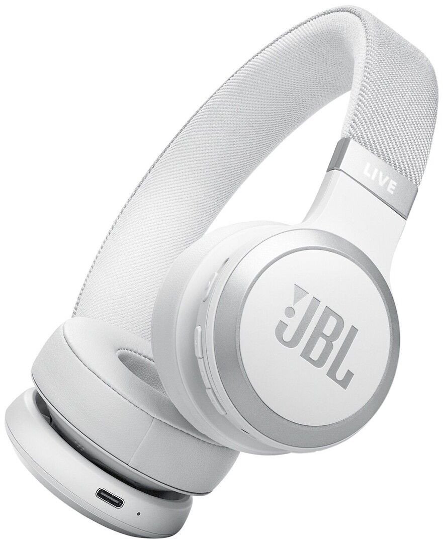 Ausinės JBL Live 670NC, ant ausų, belaidės, ANC, baltos