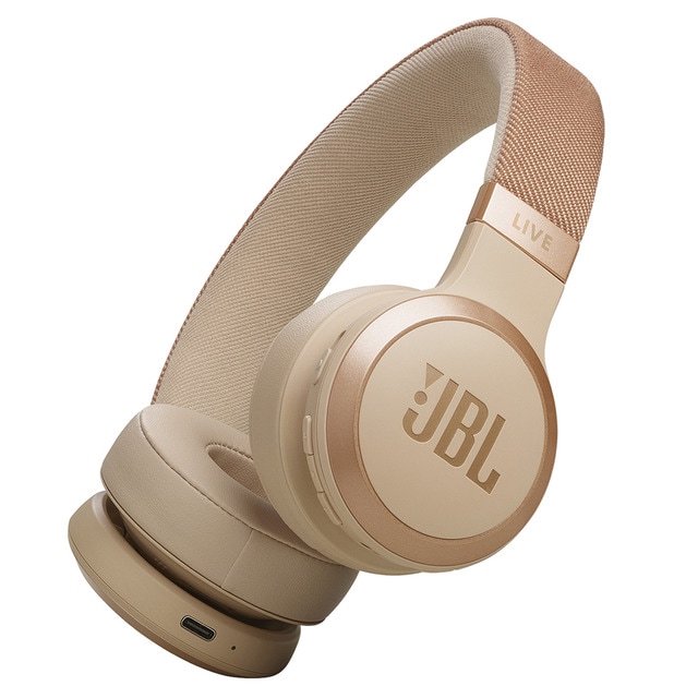 Ausinės JBL Live 670NC, ant ausų, belaidės, ANC, kreminės