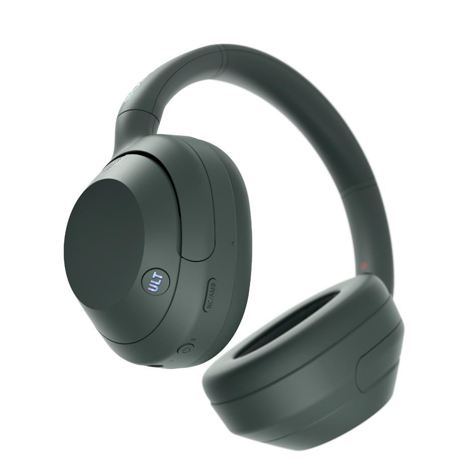 Ausinės SONY ULT Wear ant ausų, belaidės, pilkšvai žalios