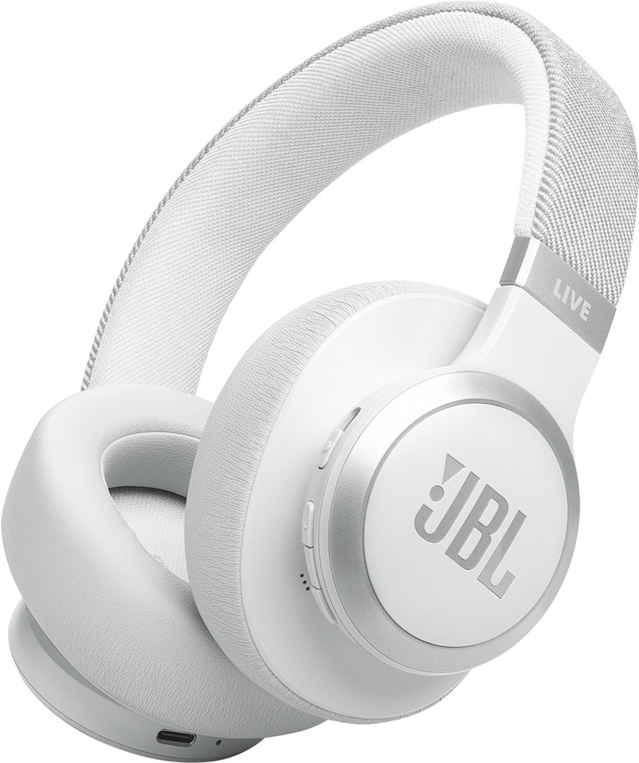 Ausinės JBL Live 770NC, ant ausų, belaidės, ANC, baltos