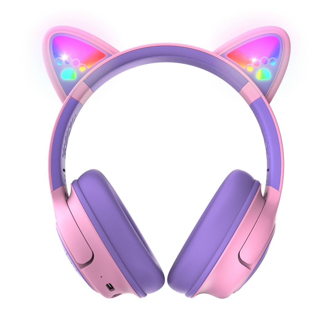 Ausinės PowerLocus BT Bobo Cat Ears Kids, gaubiančios ausis, rožinės