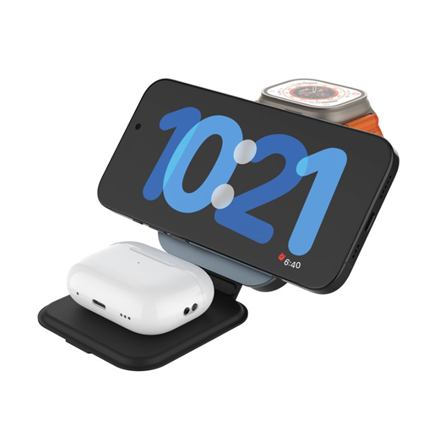 Fixed  MagFlex Alu Foldable magnetic wireless charging stand 3in1  FIXMFLE-AL-GR