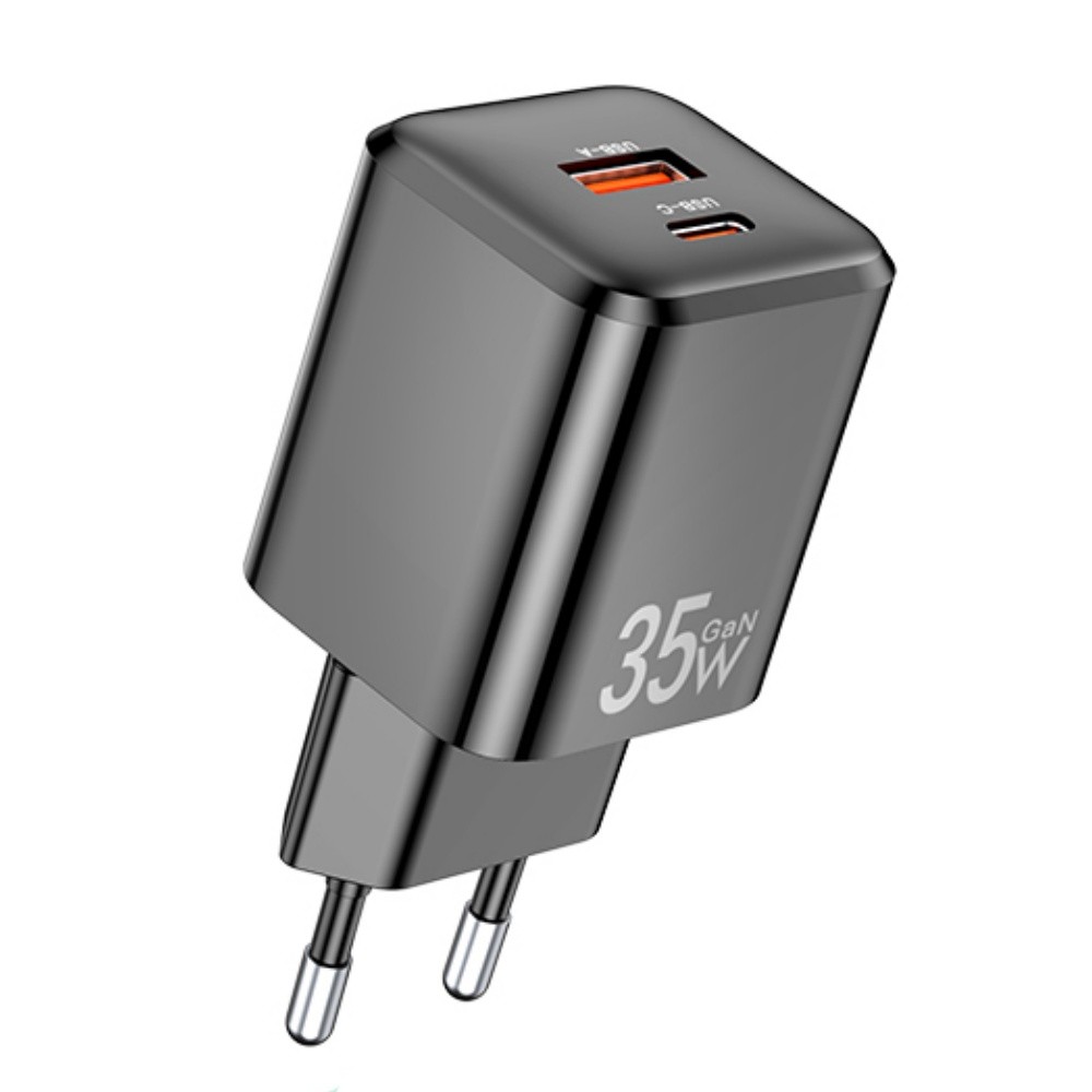 Įkroviklis Awei PD66-EU 35W GaN USB-A/USB-C juodas